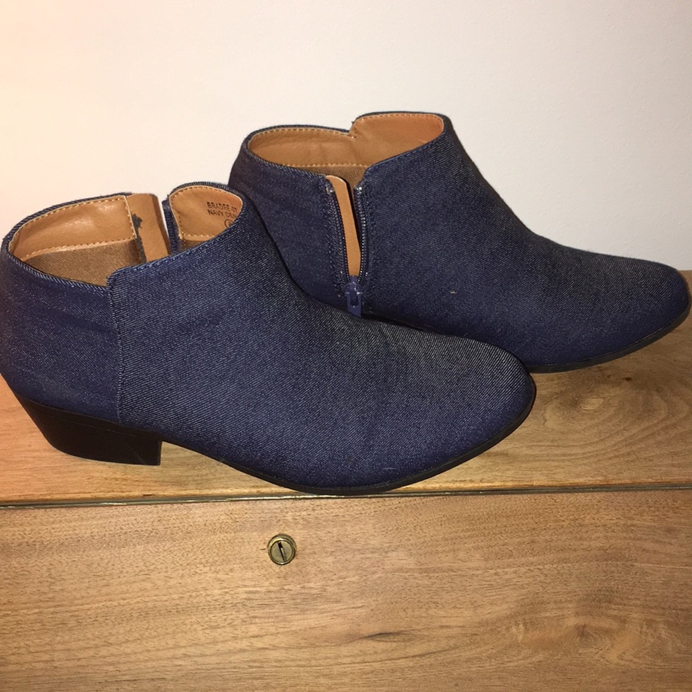 Denim booties